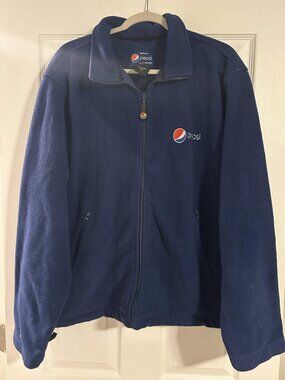 Pepsi Aramark Navy Blue Fleece Jacket Men's XL Embroidered Logo Full Zip